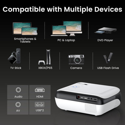 HAPPRUN Native 1080P Bluetooth Portable Projector