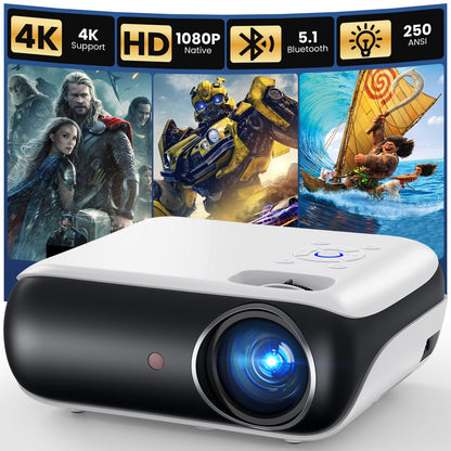 HAPPRUN Native 1080P Bluetooth Portable Projector
